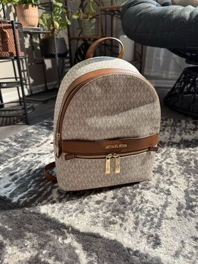 Michael Kors Vanilla/Tan Monogram Backpack